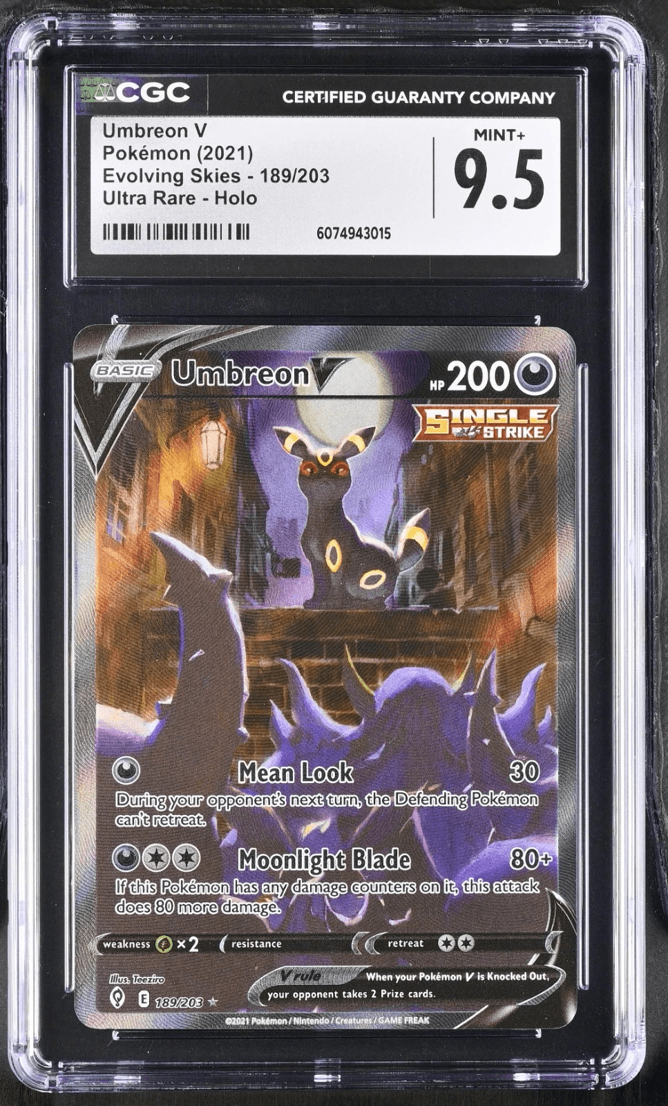 (PSA) CGC 9.5 Umbreon V Evolving Skies Full Alt Art Pokemon Card #189 Mint+